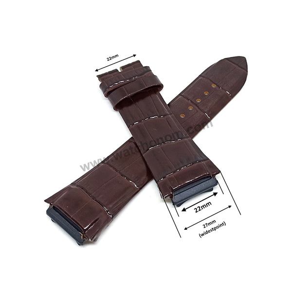 Fits/For Guess Rigor W0408G2 - 22mm Dark Brown Genuine Leather Replacement Watch Band Strap Belt