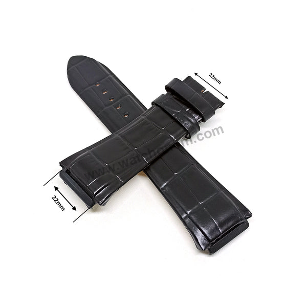 Fits/For Guess Rigor W0408G1 - 22mm Black Genuine Leather Replacement Watch Band Strap Belt