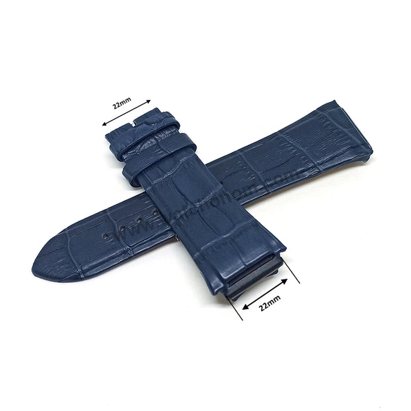Fits/For Guess Rigor W0040G7 - 22mm Navy Blue Genuine Leather Replacement Watch Band Strap Belt