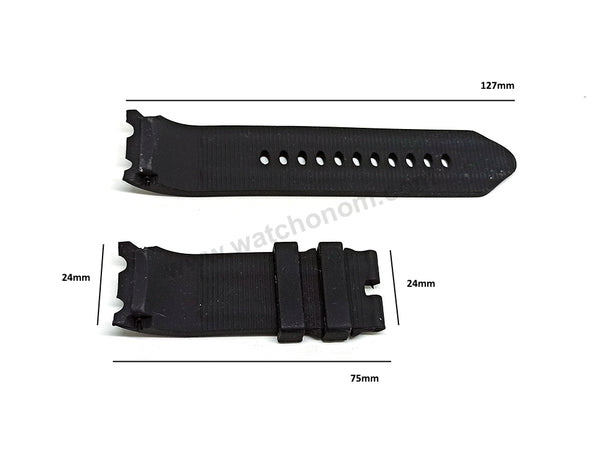 Fits/For Nautica BFD100 A15564G , N15564G , A20040G , A20041G , A21514G , N14559G , N15605G , N16509G - 24mm Black Rubber Silicone Replacement Watch Band Strap Belt