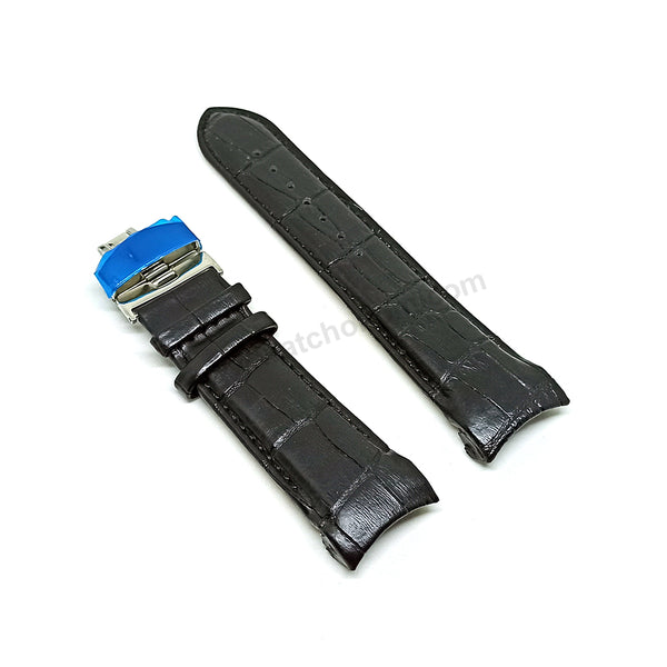 Fits/For Tissot - T0356271605100 - T-Classic Couturier - Black Genuine Leather Replacement Curved End Watch Strap Band Belt