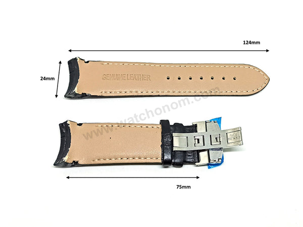 Fits/For Tissot - T0356271605100 - T-Classic Couturier - Black Genuine Leather Replacement Curved End Watch Strap Band Belt