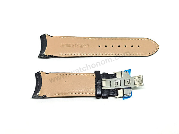 Fits/For Tissot - T0356271605100 - T-Classic Couturier - Black Genuine Leather Replacement Curved End Watch Strap Band Belt