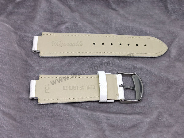Fits/For Faconnable Ladies wristwathes has 13mm Lug - FCL Back letter White Genuine Leather Authentic Replacement Watch Band Strap Belt