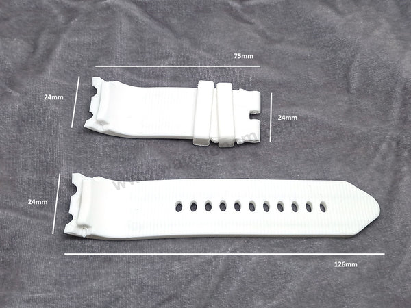 Fits/For Nautica BFD100 A15583G , N15567G , N15583G , A15567G - 24mm White Rubber Silicone Replacement Watch Band Strap Belt