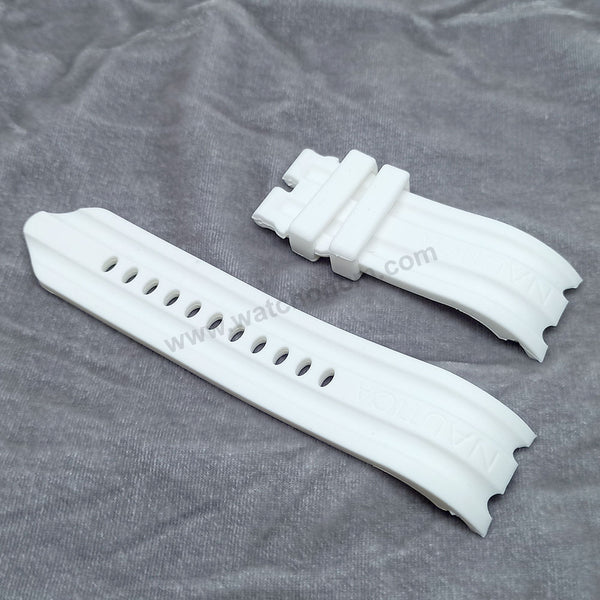 Fits/For Nautica BFD100 A15583G , N15567G , N15583G , A15567G - 24mm White Rubber Silicone Replacement Watch Band Strap Belt