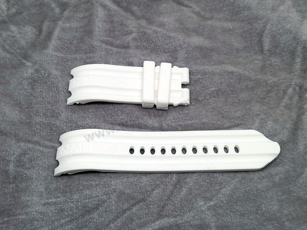 Fits/For Nautica BFD100 A15583G , N15567G , N15583G , A15567G - 24mm White Rubber Silicone Replacement Watch Band Strap Belt