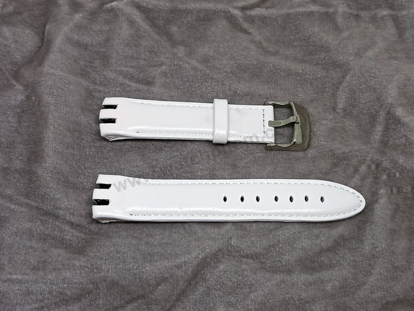 Swatch Irony New Big YTS409 , YTS713 , YTB400 , YTS400 , YTS401 , YTS402 , YTS403 - 20mm White Genuine Leather Replacement Watch Strap Band