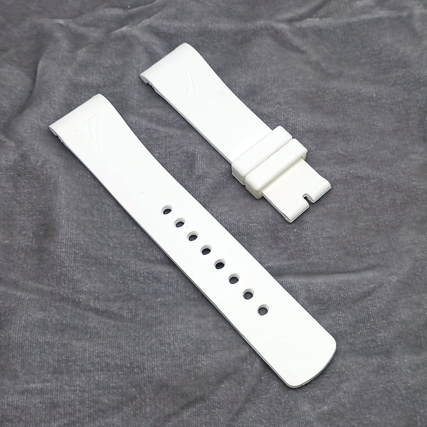 Fits/For Nautica A12629G , A13016G , A18638G , A24532G , NAI13514G , A19557G , A31504G , A11592G , A16568G - 22mm White Rubber Silicone Curved End Replacement Watch Band Strap Belt
