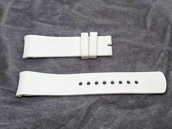Fits/For Nautica A12629G , A13016G , A18638G , A24532G , NAI13514G , A19557G , A31504G , A11592G , A16568G - 22mm White Rubber Silicone Curved End Replacement Watch Band Strap Belt