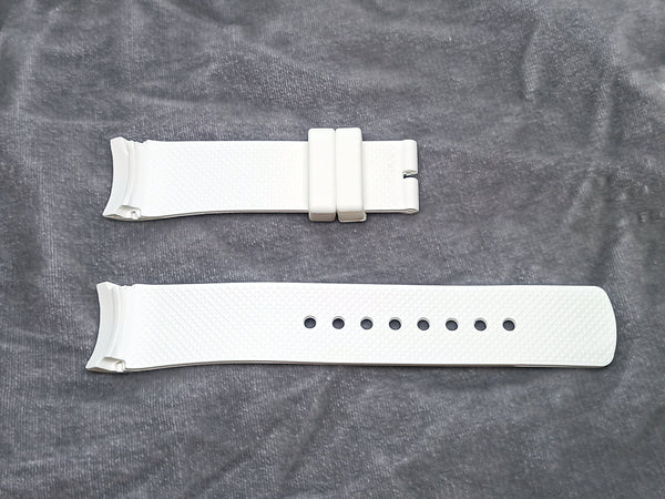 Fits/For Nautica A12629G , A13016G , A18638G , A24532G , NAI13514G , A19557G , A31504G , A11592G , A16568G - 22mm White Rubber Silicone Curved End Replacement Watch Band Strap Belt