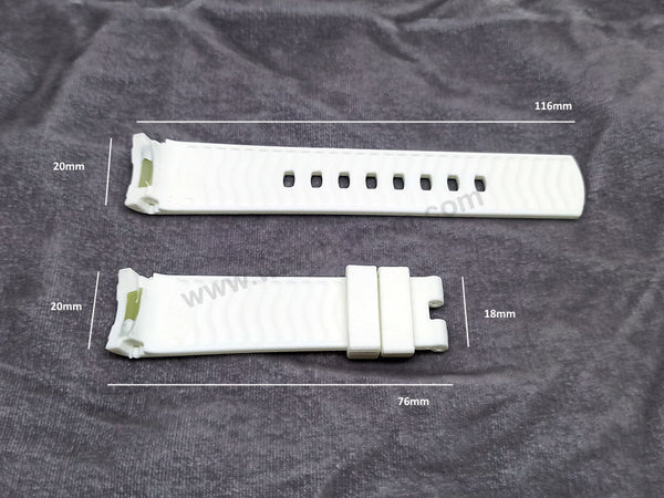 Fits/For Omega Seamaster - 20mm White Rubber Curved end Replacement Watch Band Strap Belt