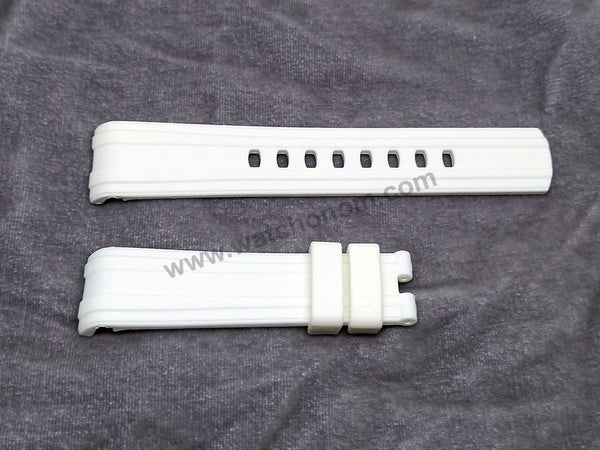 Fits/For Omega Seamaster - 20mm White Rubber Curved end Replacement Watch Band Strap Belt