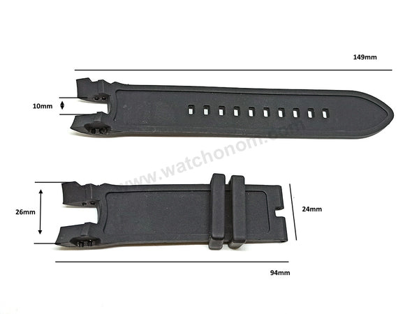 Fits/For Invicta TI-22 model 20465 , 20466 - 26mm Black Rubber Replacement Watch Band Strap Belt