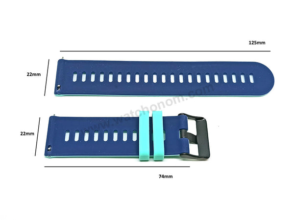 Fits/For Emporio Armani AR1949 Luigi - 22mm Turquoise on Ocean Blue Rubber Silicone Replacement Watch Band Strap Belt