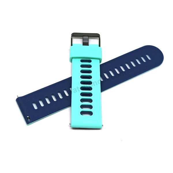 Fits/For Emporio Armani AR1949 Luigi - 22mm Turquoise on Ocean Blue Rubber Silicone Replacement Watch Band Strap Belt