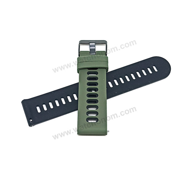 Fits/For Emporio Armani AR1950 Luigi - 22mm Green on Black Rubber Silicone Replacement Watch Band Strap Belt