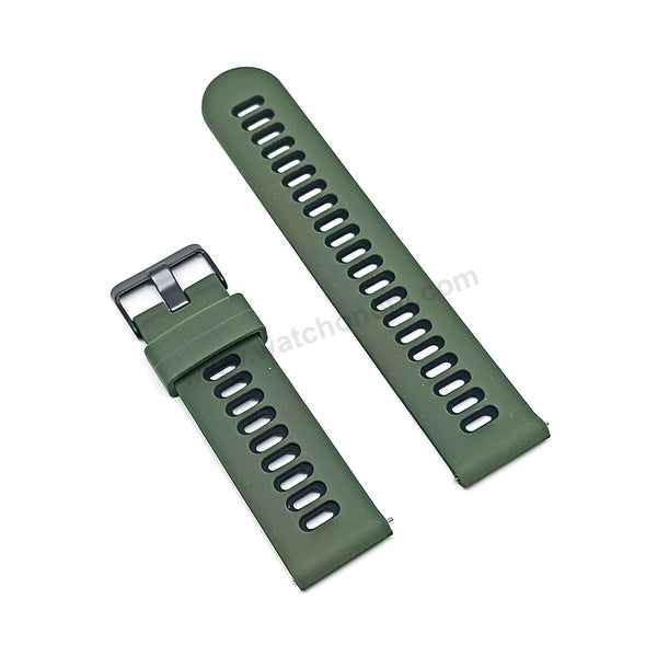 Fits/For Emporio Armani AR1950 Luigi - 22mm Green on Black Rubber Silicone Replacement Watch Band Strap Belt