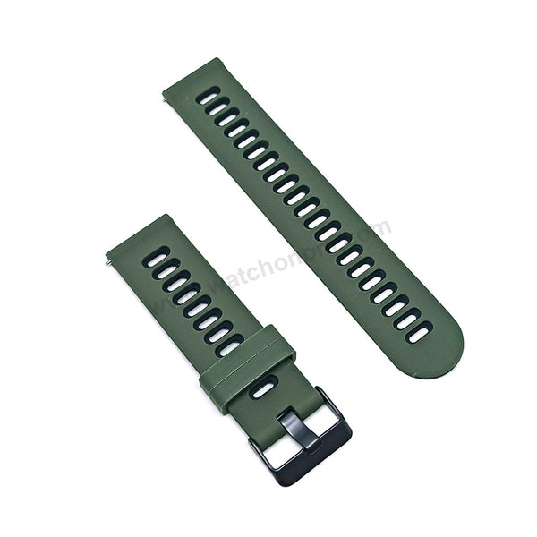 Fits/For Emporio Armani AR1950 Luigi - 22mm Green on Black Rubber Silicone Replacement Watch Band Strap Belt