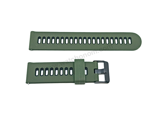 Fits/For Emporio Armani AR1950 Luigi - 22mm Green on Black Rubber Silicone Replacement Watch Band Strap Belt