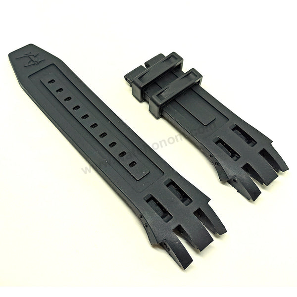 Fits/For Invicta Reserve 0902 , 0903 , 0905 , 0908 - Black Rubber Replacement Watch Band Strap Belt