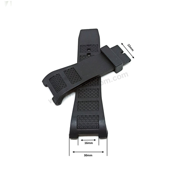 Compatible for IWC Ingenieur IW378505 , IW378507 , IW378509 - 30mm Black Rubber Curved Replacement Watch Band Strap