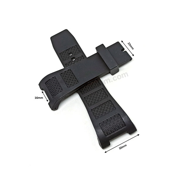 Compatible for IWC Ingenieur IW322404 , IW322503 , IW322504 - 30mm Black Rubber Curved Replacement Watch Band Strap
