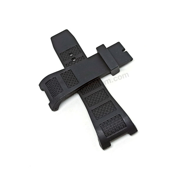 Compatible for IWC Ingenieur IW323401 , IW323601 , IW323602 , IW323603 , IW323608 - 30mm Black Rubber Curved Replacement Watch Band Strap