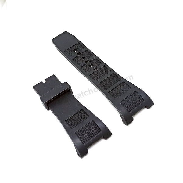 Compatible for IWC Ingenieur IW376501 , IW376503 , IW376505 - 30mm Black Rubber Curved Replacement Watch Band Strap
