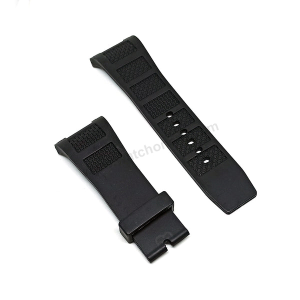 Compatible for IWC Ingenieur IW376501 , IW376503 , IW376505 - 30mm Black Rubber Curved Replacement Watch Band Strap