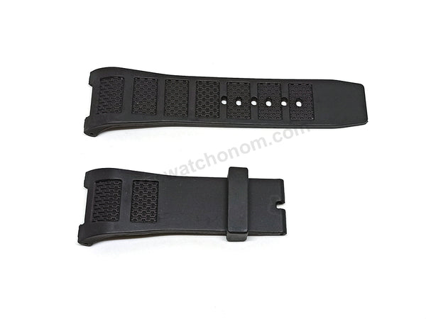 Compatible for IWC Ingenieur IW322404 , IW322503 , IW322504 - 30mm Black Rubber Curved Replacement Watch Band Strap