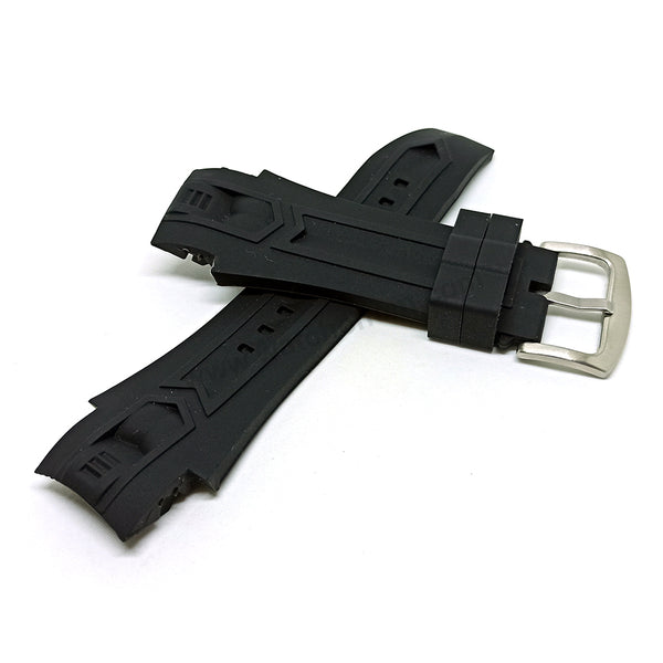 Fits/For Invicta Excursion Sport 12688 , 12689 , 12690 , 12691 , 12692 , 12695 , 12696 - Black Rubber Watch Strap Band Belt