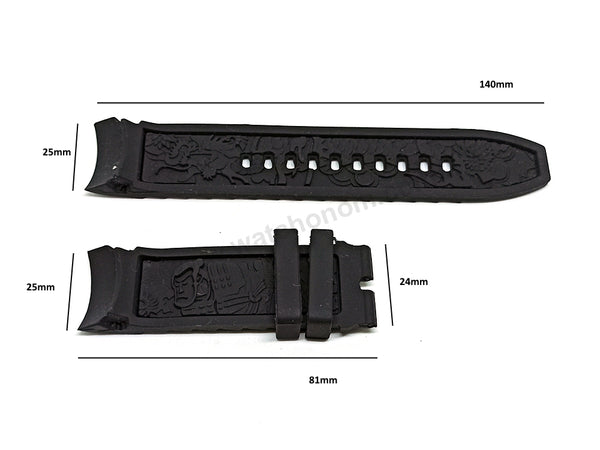 Fits/For Invicta S1 Rally Yakuza - 25mm Black Rubber Replacement Watch Strap Band Belt