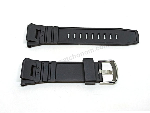 Fits/For Q&Q GW85 - Black Rubber Replacement Watch Band Strap Belt