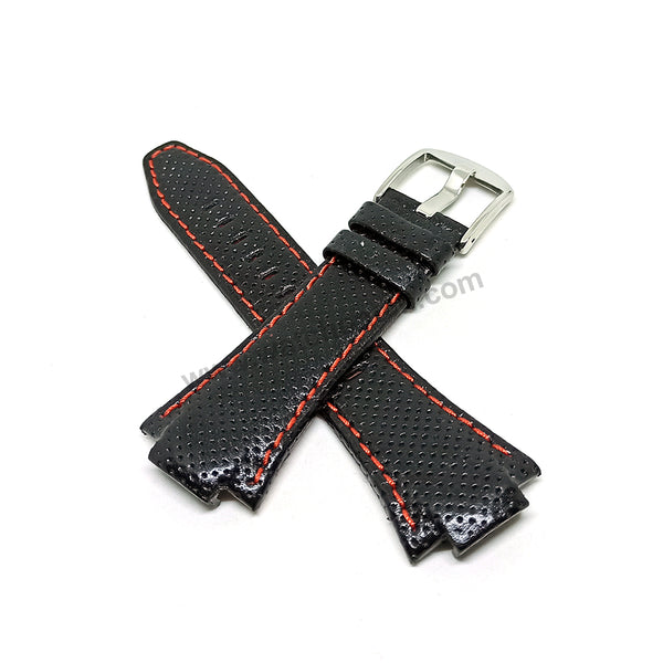 Replacement for Seiko Sportura Z15 - 15mm Black Genuine Leather High Quality Watch Band Strap Belt