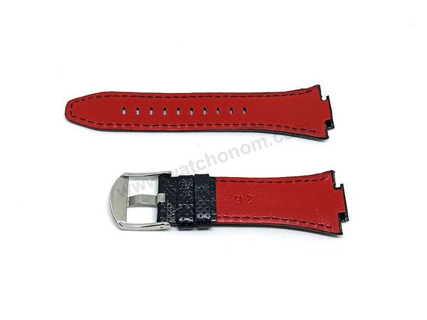 Replacement for Seiko Sportura Z15 - 15mm Black Genuine Leather High Quality Watch Band Strap Belt