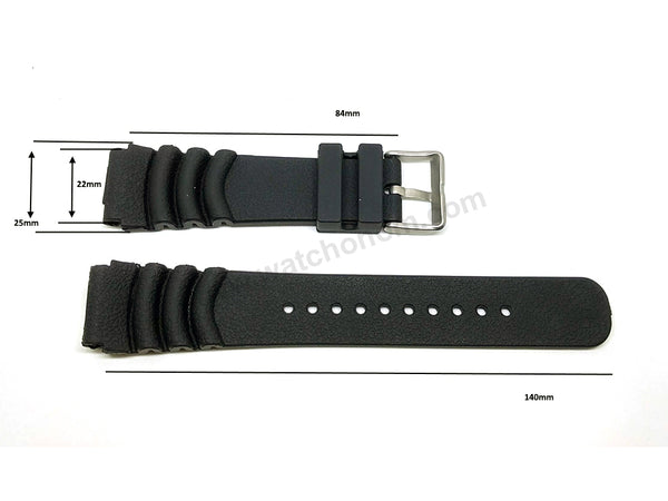 Fits/For Seiko 5 4R36-00B0 - SRP170K1 , SARZ012 - Z22 Replacement Black Rubber Watch Band Strap Belt