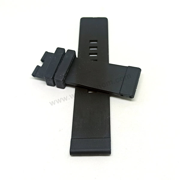 24mm Black Rubber Replacement 2 Holes Watch Band Strap Belt - Fits/For Jacob & Co Epic