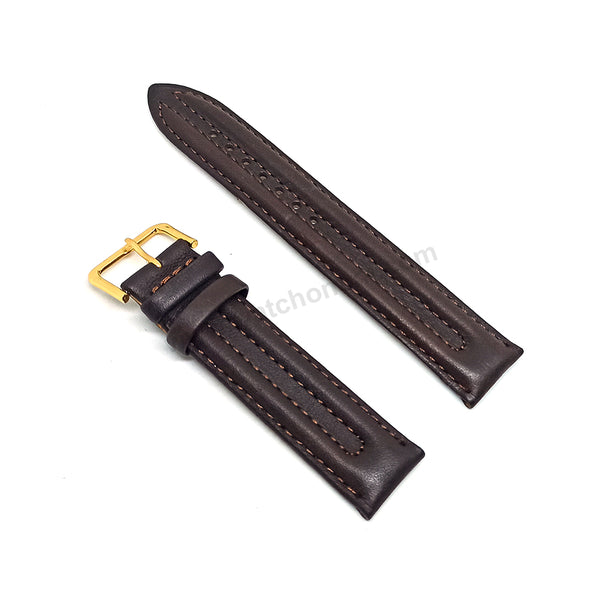 18mm Double Ridged / Padded Brown Genuine Leather Replacement Watch Band Strap Belt