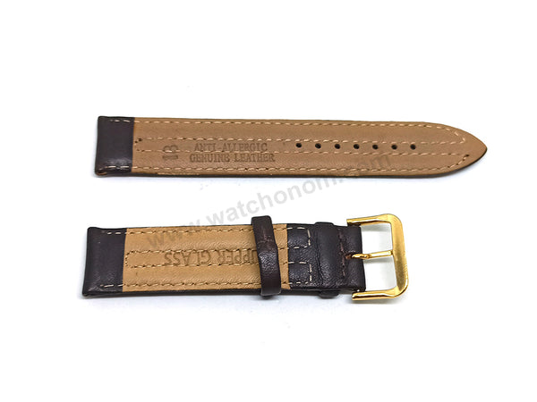 18mm Double Ridged / Padded Brown Genuine Leather Replacement Watch Band Strap Belt