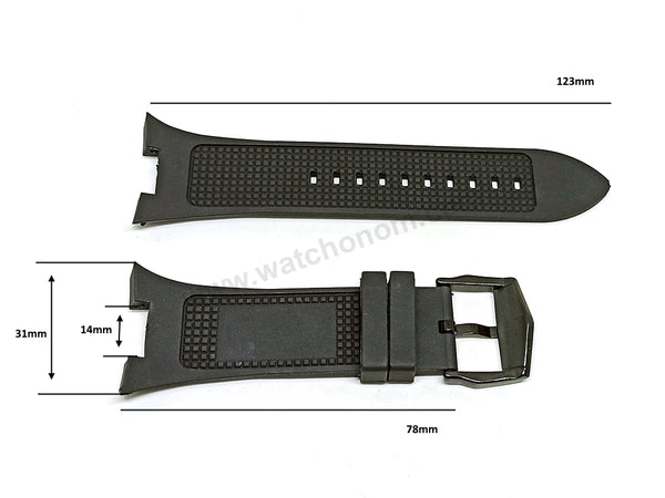 Armani Exchange AX1182 , AX1183 , AX1184 , AX1197 - Fits with 31mm Black Rubber Silicone Replacement Watch Band Strap