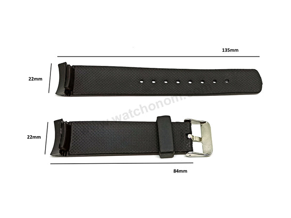Fits/For Nautica N14536G , N17526G , N17579G , N18523G , N18636G - 22mm Black Rubber Silicone Curved End Replacement Watch Band Strap