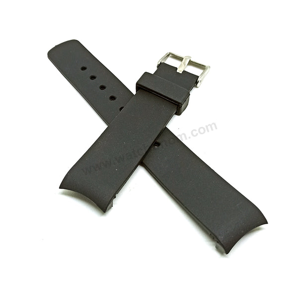 Fits/For Nautica N14536G , N17526G , N17579G , N18523G , N18636G - 22mm Black Rubber Silicone Curved End Replacement Watch Band Strap