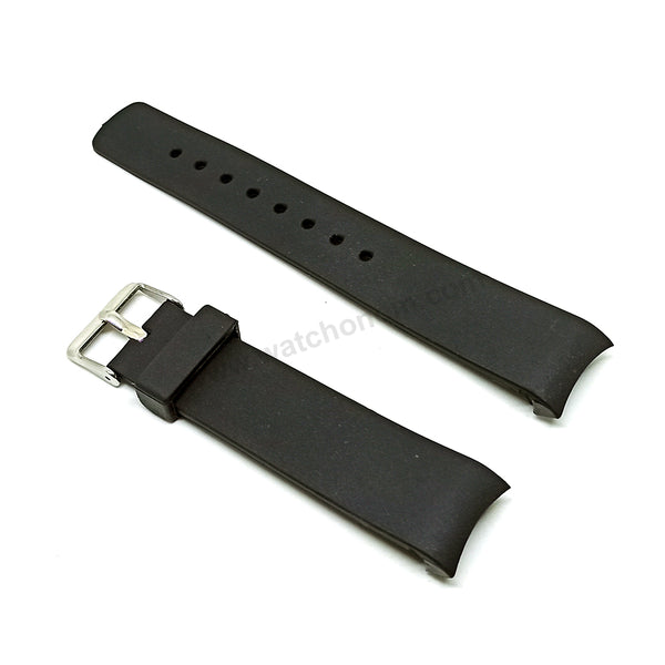 Fits/For Nautica N14536G , N17526G , N17579G , N18523G , N18636G - 22mm Black Rubber Silicone Curved End Replacement Watch Band Strap