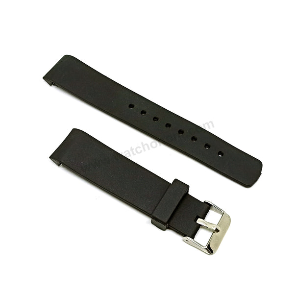 Fits/For Nautica N14536G , N17526G , N17579G , N18523G , N18636G - 22mm Black Rubber Silicone Curved End Replacement Watch Band Strap