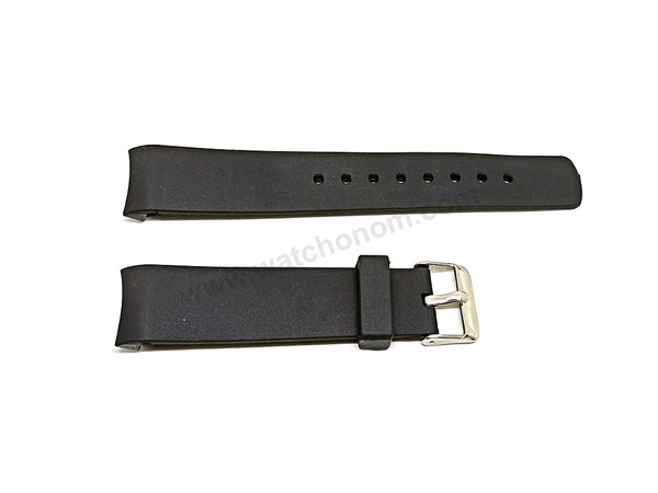 Fits/For Nautica N14536G , N17526G , N17579G , N18523G , N18636G - 22mm Black Rubber Silicone Curved End Replacement Watch Band Strap