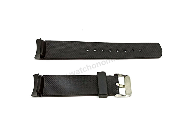 Fits/For Nautica N14536G , N17526G , N17579G , N18523G , N18636G - 22mm Black Rubber Silicone Curved End Replacement Watch Band Strap