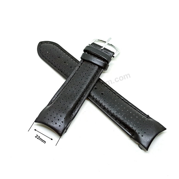 Compatible for Aviator AVW7770G , AVW8822G - 22mm Black Leather Replacement Curved End Replacement Military Watch Band / Strap