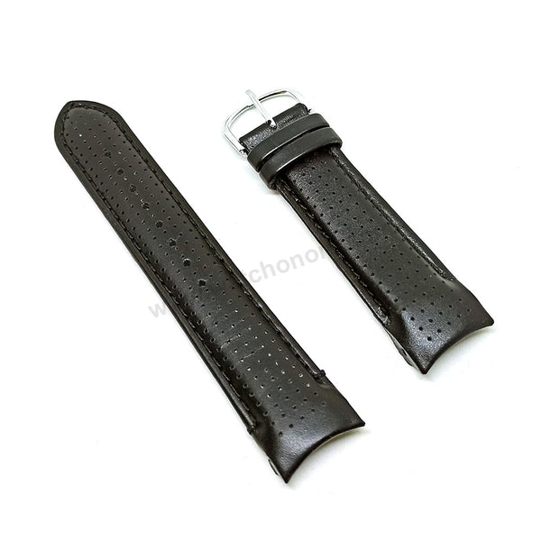Compatible for Aviator AVW7770G , AVW8822G - 22mm Black Leather Replacement Curved End Replacement Military Watch Band / Strap