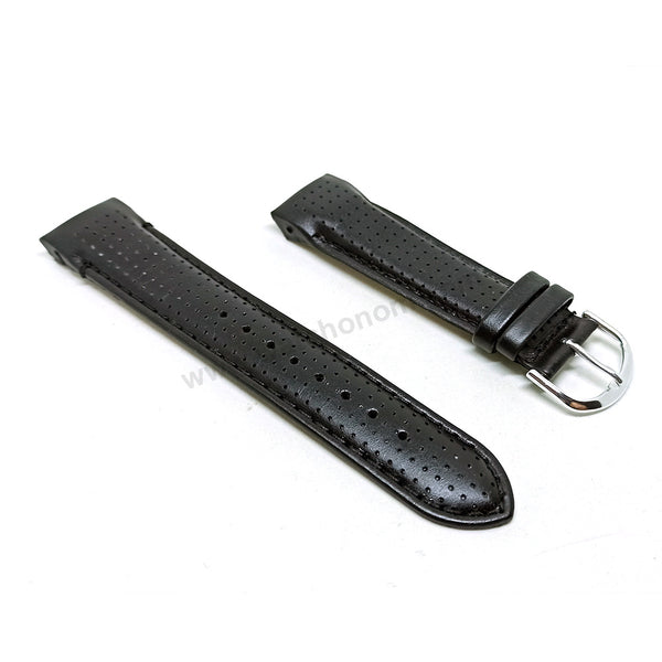 Compatible for Aviator AVW7770G , AVW8822G - 22mm Black Leather Replacement Curved End Replacement Military Watch Band / Strap